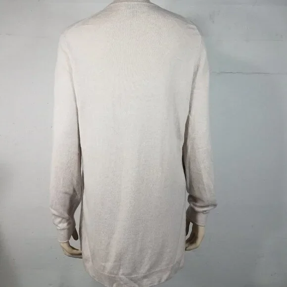 Isle of Skye beige 100% Cashmere crew neck pullover tunic sweater women Large 42 - Picture 4 of 7